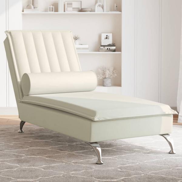 ARDEBO.de - Massage-Chaiselongue mit Nackenrolle Creme Samt