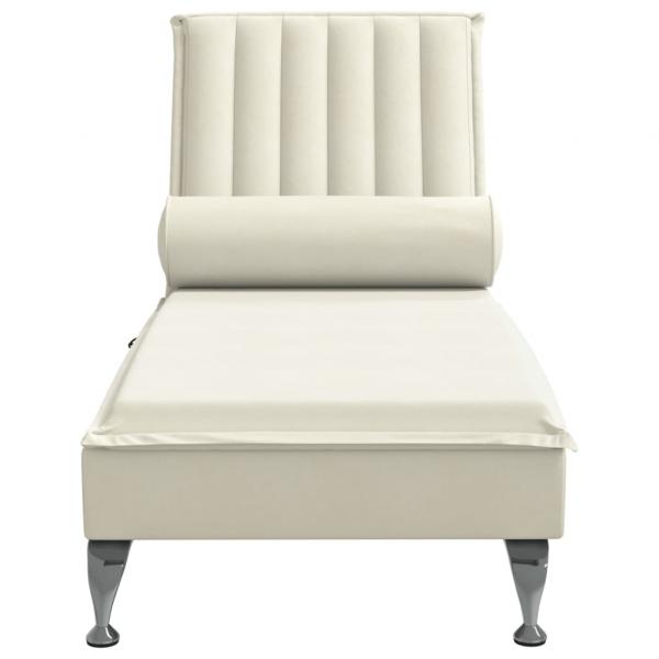 Massage-Chaiselongue mit Nackenrolle Creme Samt