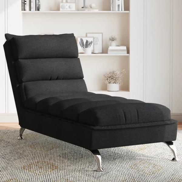 ARDEBO.de - Chaiselongue mit Kissen Schwarz Stoff