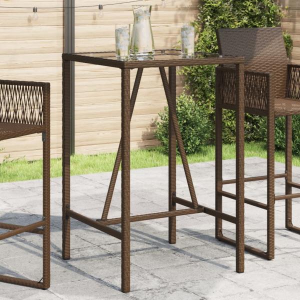 ARDEBO.de - Garten-Bartisch Braun 70x70x110 cm Poly Rattan
