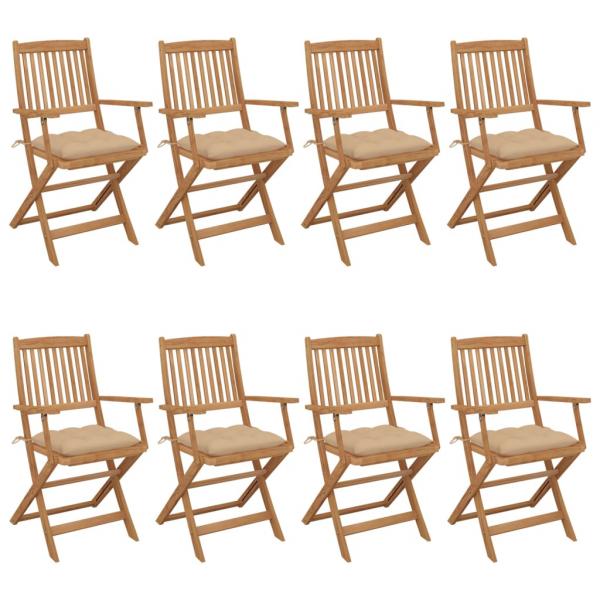 ARDEBO.de - Klappbare Gartenstühle 8 Stk. mit Kissen Massivholz Akazie