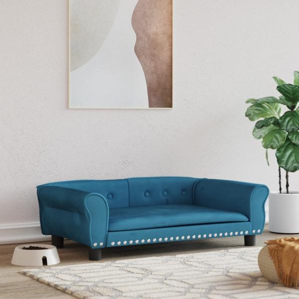 ARDEBO.de - Hundebett Blau 95x55x30 cm Samt