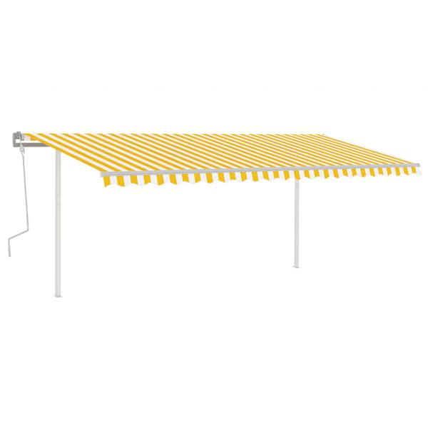 Markise Manuell Einziehbar mit LED 5x3 m Gelb & Weiß