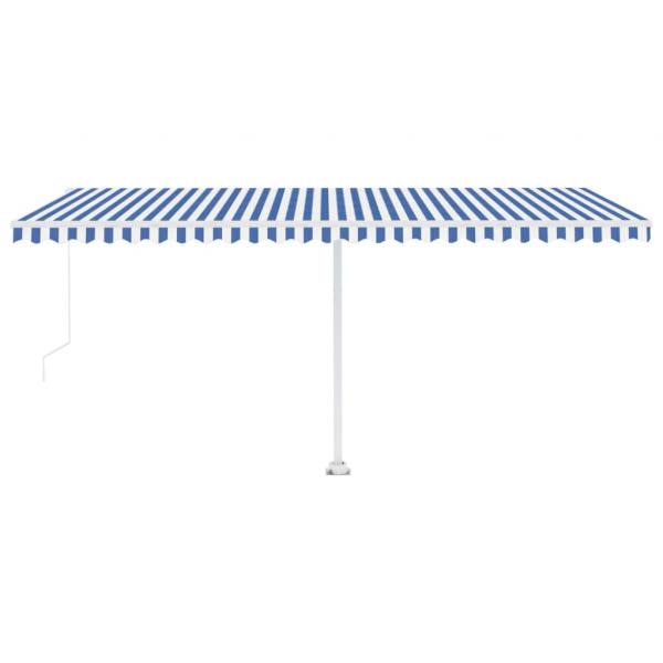 Markise Manuell Einziehbar mit LED 500x300 cm Blau Weiß