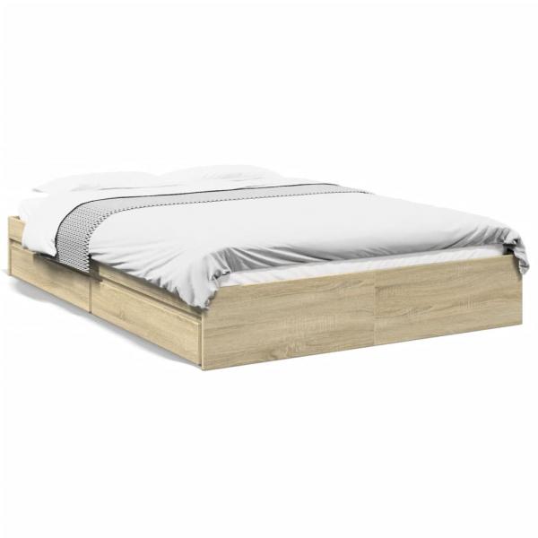 ARDEBO.de - Bettgestell mit Schubladen Sonoma-Eiche 160x200cm Holzwerkstoff