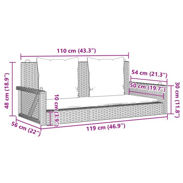 Hängebank mit Kissen Beige 119x56x48 cm Poly Rattan