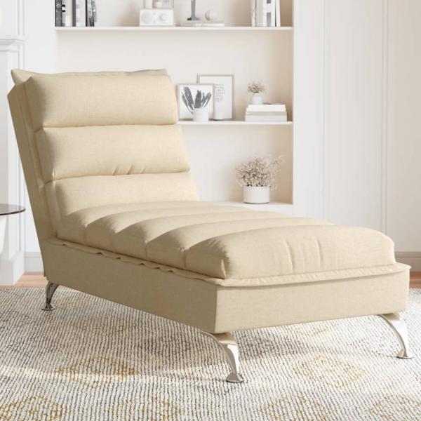 ARDEBO.de - Chaiselongue mit Kissen Creme Stoff
