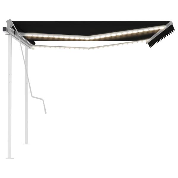 Markise Manuell Einziehbar mit LED 4,5x3,5 m Anthrazit