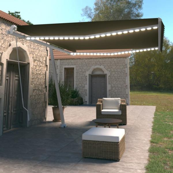 ARDEBO.de - Markise Manuell Einziehbar mit LED 450x350 cm Anthrazit