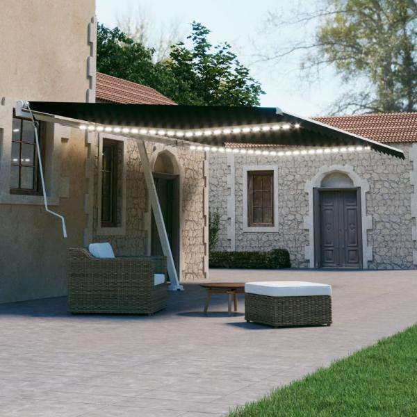ARDEBO.de - Markise Manuell Einziehbar mit LED 600x300 cm Anthrazit