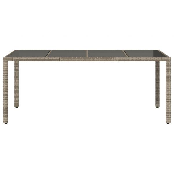 Gartentisch mit Glasplatte Grau 190x90x75 cm Poly Rattan