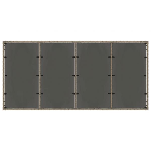 Gartentisch mit Glasplatte Grau 190x90x75 cm Poly Rattan