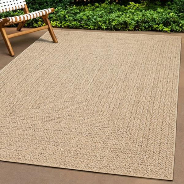 ARDEBO.de - Teppich ZIZUR 120x120 cm Jute-Optik Indoor und Outdoor