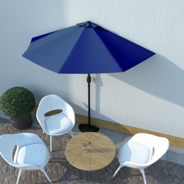 ARDEBO.de - Balkon-Sonnenschirm Alu-Mast Blau 270x144x222cm Halbrund