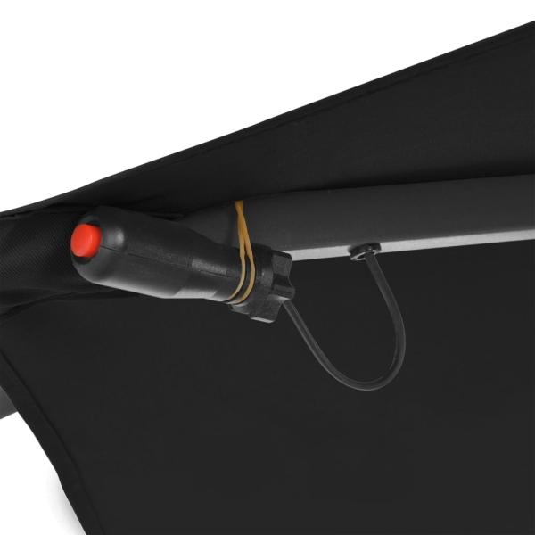 Ampelschirm mit LED-Leuchten Schwarz 350 cm