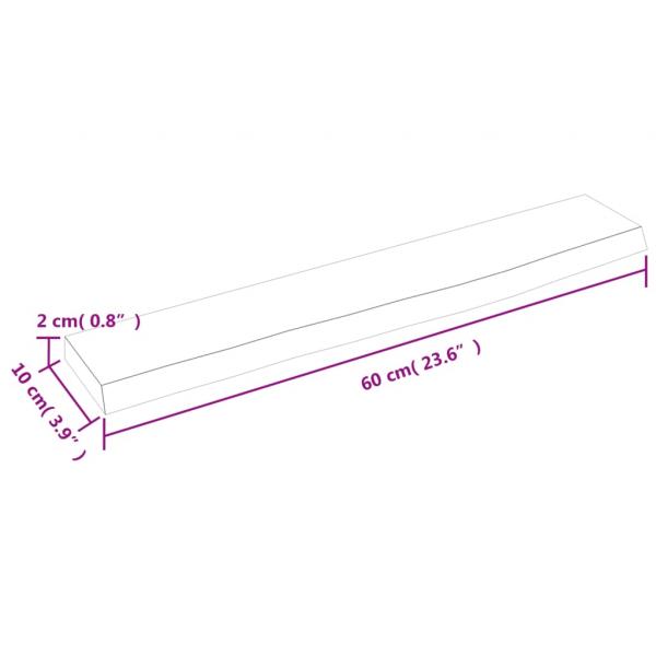 Wandregal 60x10x2 cm Massivholz Eiche Unbehandelt