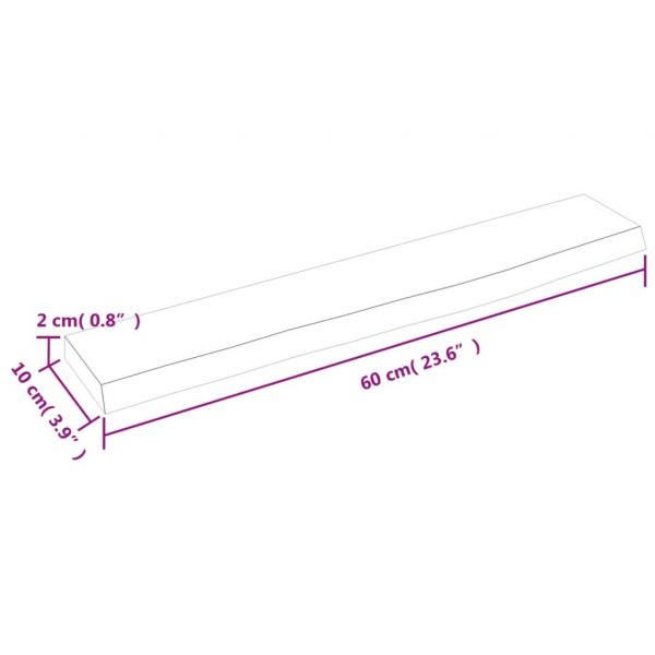 Wandregal 60x10x2 cm Massivholz Eiche Unbehandelt