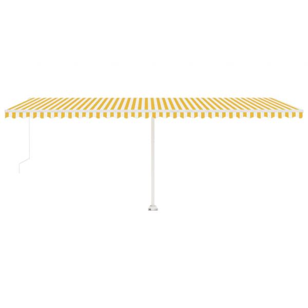 Markise Manuell Einziehbar mit LED 600x300 cm Gelb Weiß