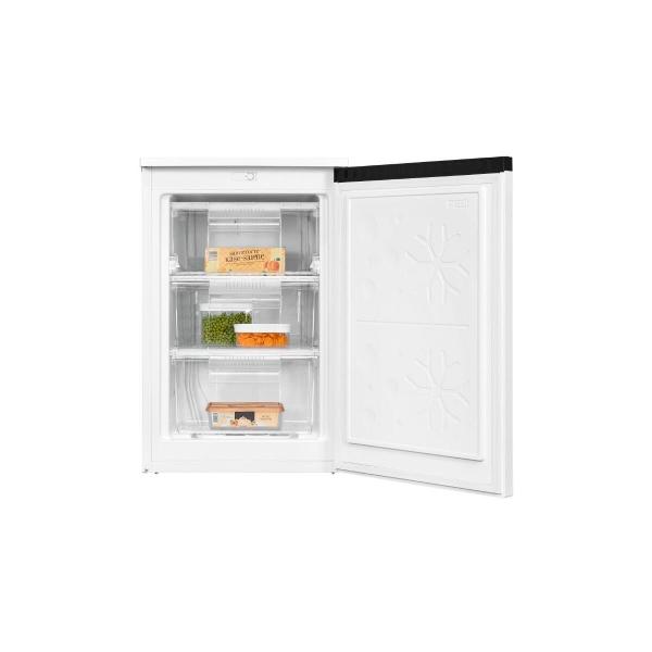 Exquisit GS81-051C Stand Gefrierschrank, 55 cm breit, 85 L, 1 Fach Klapptür und 2 Fächer mit Schublade, weiß