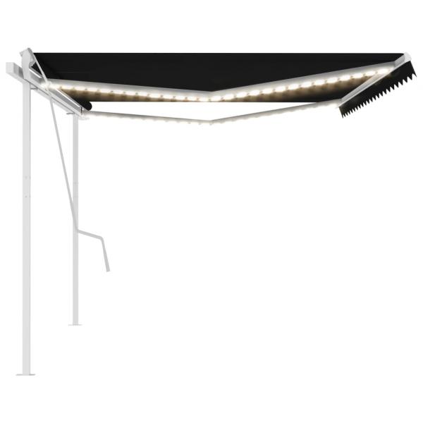 Markise Manuell Einziehbar mit LED 5x3 m Anthrazit