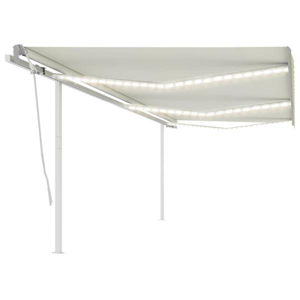 ARDEBO.de - Markise Manuell Einziehbar mit LED 6x3 m Creme