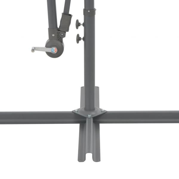 Ampelschirm mit LED-Leuchten und Metall-Mast 350 cm Antrazit