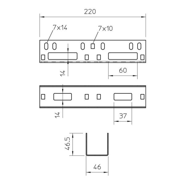 OBO Bettermann VF AZK 50 Längsverbinder für AZ-Kanal, 45x45x220mm, Stahl, bandverzinkt (6066615)