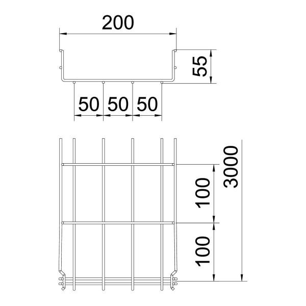 OBO Bettermann GRM 55/200 Gitterrinne, GRM, 55x200x3000mm, Edelstahl, rostfrei (6001076)