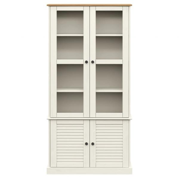 Vitrine VIGO Weiß 85x35x170 cm Massivholz Kiefer