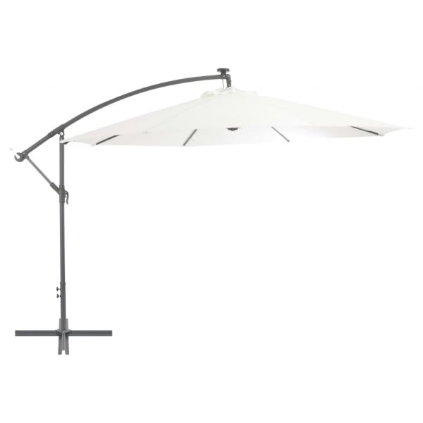 Ampelschirm mit LED-Leuchten und Metall-Mast 350 cm Sandfarben