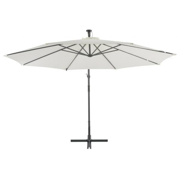 Ampelschirm mit LED-Leuchten und Metall-Mast 350 cm Sandfarben