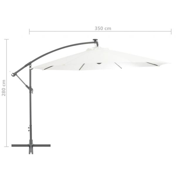 Ampelschirm mit LED-Leuchten und Metall-Mast 350 cm Sandfarben