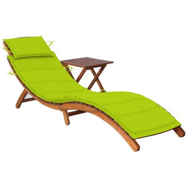 ARDEBO.de - Sonnenliege mit Tisch und Auflage Massivholz Akazie 
