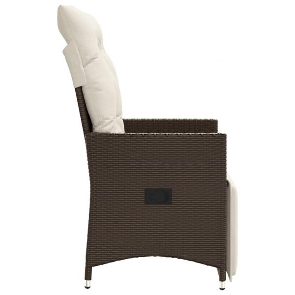 Gartensessel mit Kissen 2 Stk. Verstellbar Braun Poly Rattan