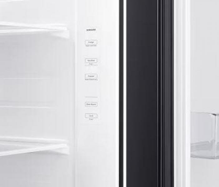 Samsung RS62DG5003B1EF Stand Side-by-Side Kombination, 91,2 cm breit, 628 L, NoFrost+, Eis-/Wasserbereiter, Wassertank, WiFi, Premium Black Steel