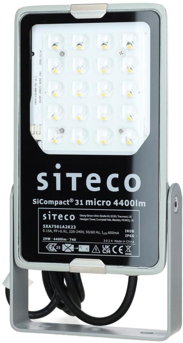 Siteco SiCompact 31 Micro LED Fluter, 4400lm, 29W, 4000K, Aluminium, weißaluminium (5XA7561A2K23)