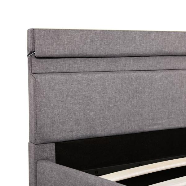 Bett mit Bettkasten Hydraulisch mit LED Taupe Stoff 120x200 cm