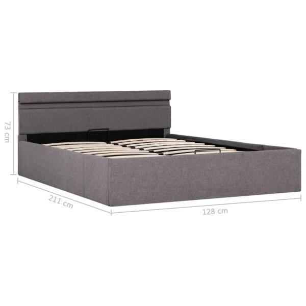 Bett mit Bettkasten Hydraulisch mit LED Taupe Stoff 120x200 cm