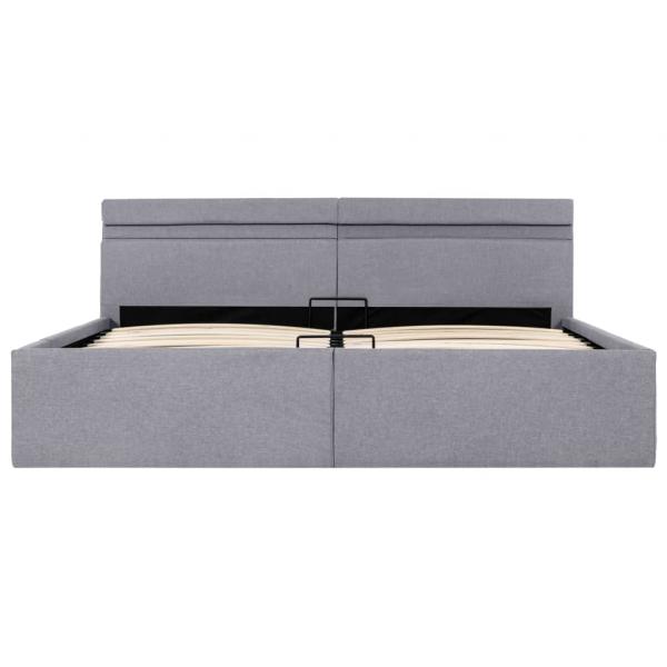 Bett mit Bettkasten Hydraulisch LED Hellgrau Stoff 180x200 cm 