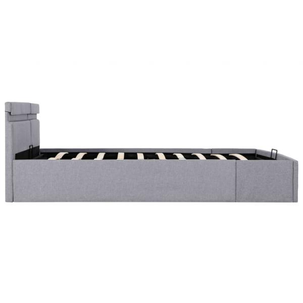Bett mit Bettkasten Hydraulisch LED Hellgrau Stoff 180x200 cm 