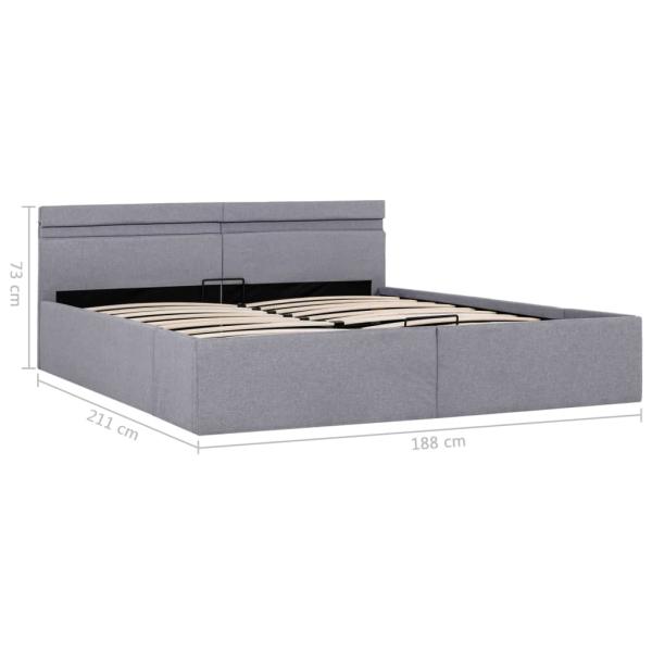 Bett mit Bettkasten Hydraulisch LED Hellgrau Stoff 180x200 cm