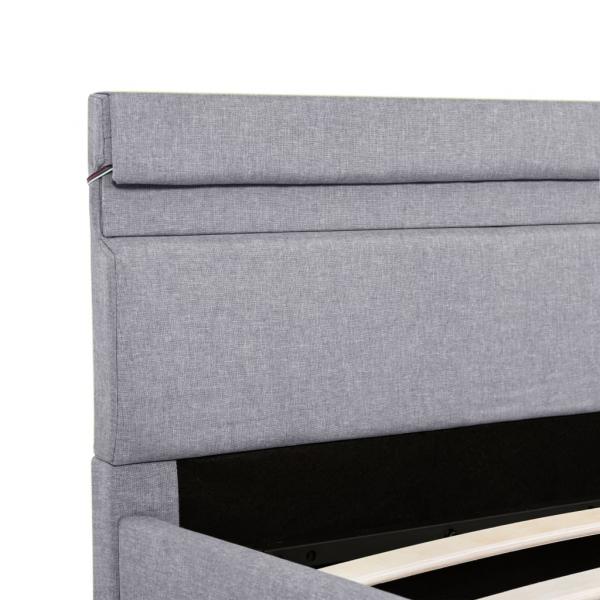 Bett mit Bettkasten Hydraulisch LED Hellgrau Stoff 180x200 cm 