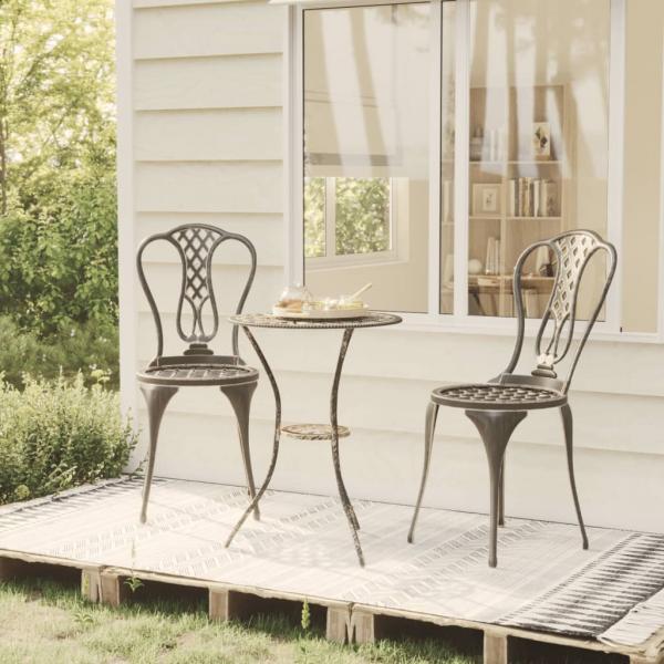 ARDEBO.de - 3-tlg. Bistro-Set Aluminiumguss Bronzen
