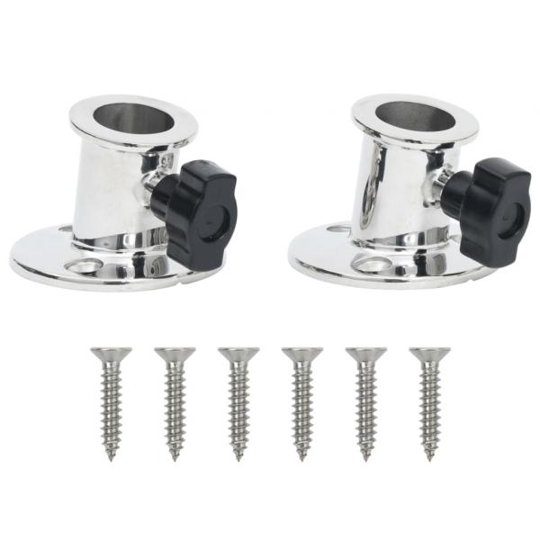 ARDEBO.de - Relingfüße 2 Stk. Rund für 26 mm Rohr Edelstahl