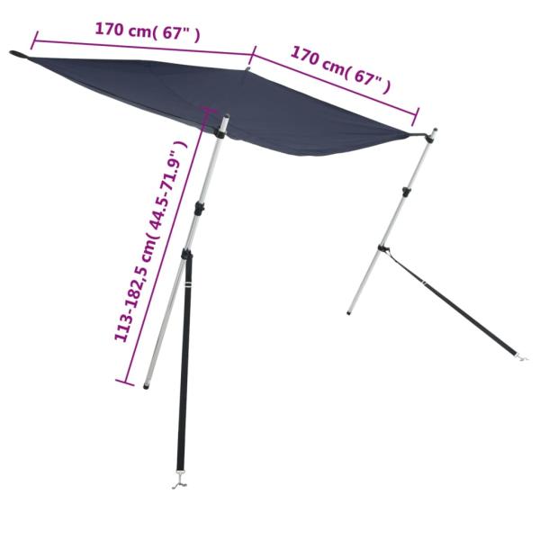 T-Top-Beschattungsverlängerung Blau 170x170x(113-182,5) cm
