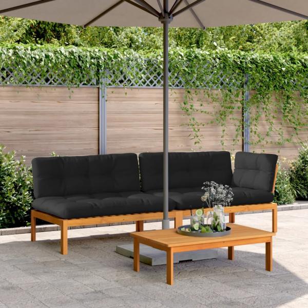ARDEBO.de - 3-tlg. Garten-Sofagarnitur aus Paletten mit Kissen Akazienholz