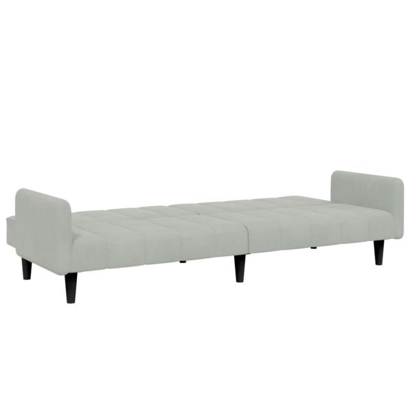 Schlafsofa 2-Sitzer mit Fußhocker Hellgrau Samt