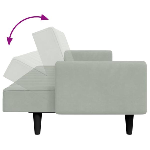 Schlafsofa 2-Sitzer mit Fußhocker Hellgrau Samt