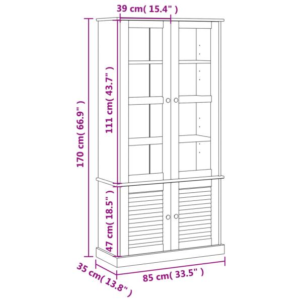 Vitrine VIGO 85x35x170 cm Massivholz Kiefer