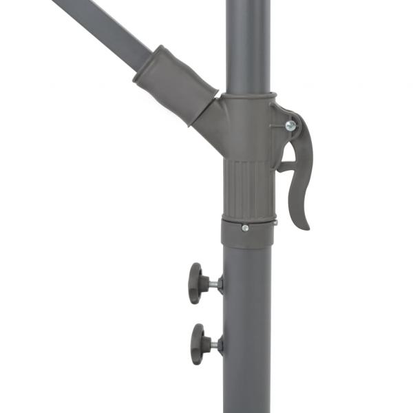 Ampelschirm mit LED-Leuchten und Metall-Mast 350 cm Taupe